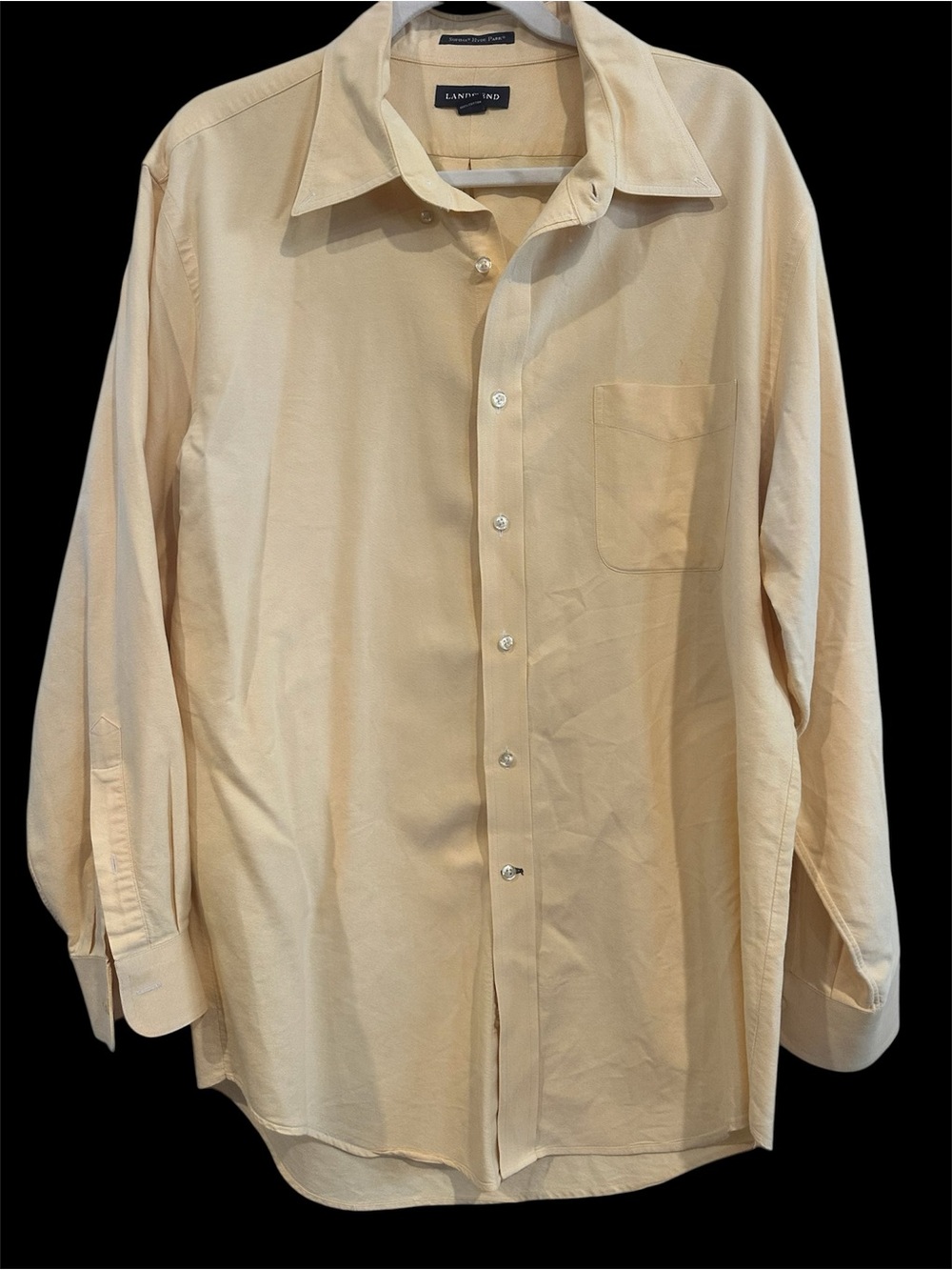 Lands End Men’s Button Down Yellow Shirt Long Sleeve 17 1/2 - 33